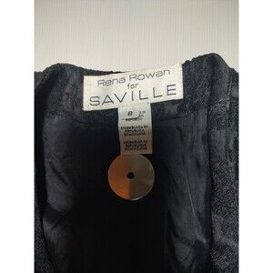 Vintage Rena Rowan Saville Jacket Womens 8 Black Floral Jacquard Wrap Blazer